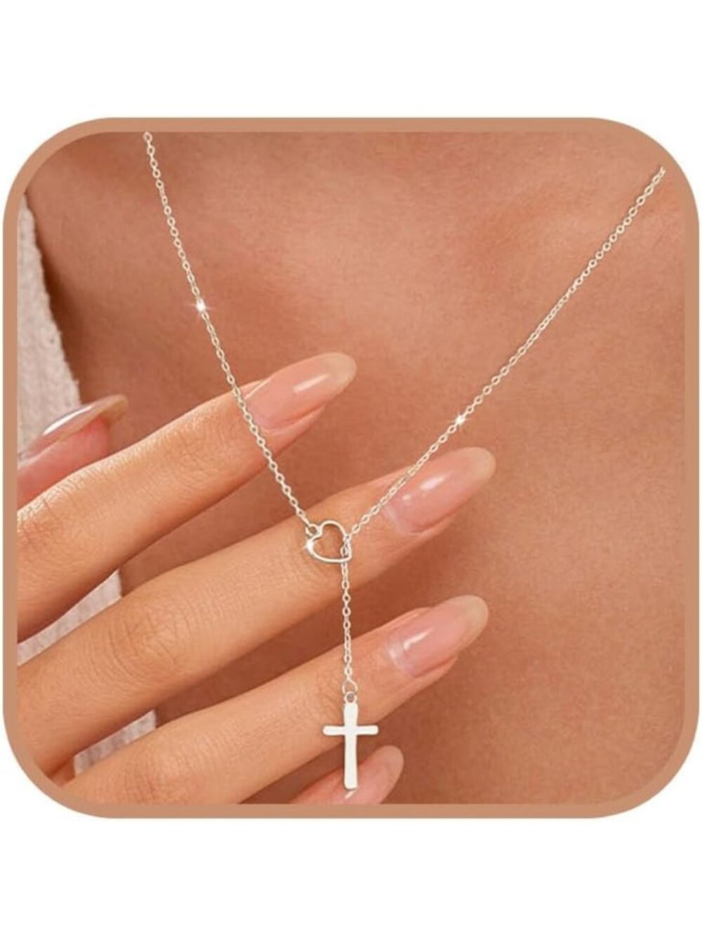Dainty 925 Sterling Silver Cross Lariat Necklace for Women, Non-Tarnish Jewelry